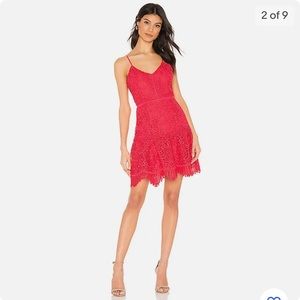 REVOLVE Red Lace Mini Dress